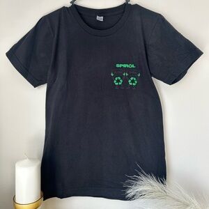 Quirky Black “Please Spiral” Recycle T-Shirt